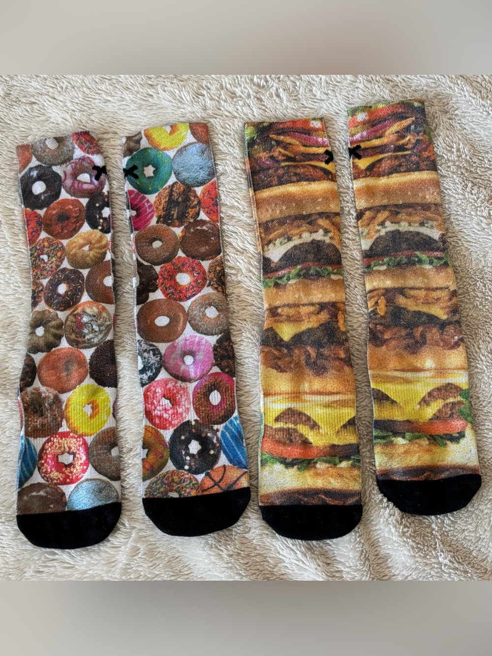 Donut & Burger Print Socks